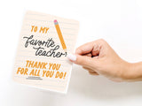 Onderkast Studio - To My Favorite Teacher Greeting Card Onderkast Studio