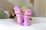 Living Royal - Fuzzy Crew Socks w/ Bottom Grip Phrase - "Oh What Fun" Living Royal