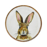 Bunny Hop Decorative Wooden Plate with White Bunny Motif - Rustic Farmhouse Spring Accent - 8.5 Diameter