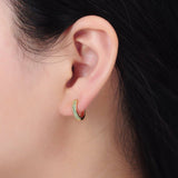 Turquoise Micro Paved Huggie Earrings | 24K Gold Filled