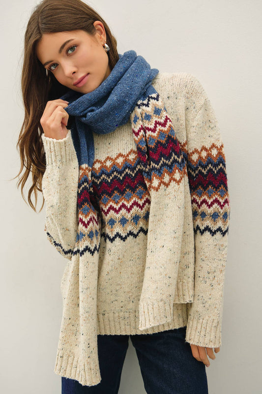 Fair Isle Chunky Knit Scarf