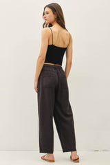 Women's Linen Barrel Pants - Sage