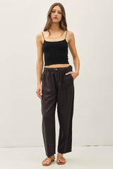 Women's Linen Barrel Pants - Sage