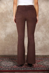 Womens Suede Flare Leg 5-Pocket Pants