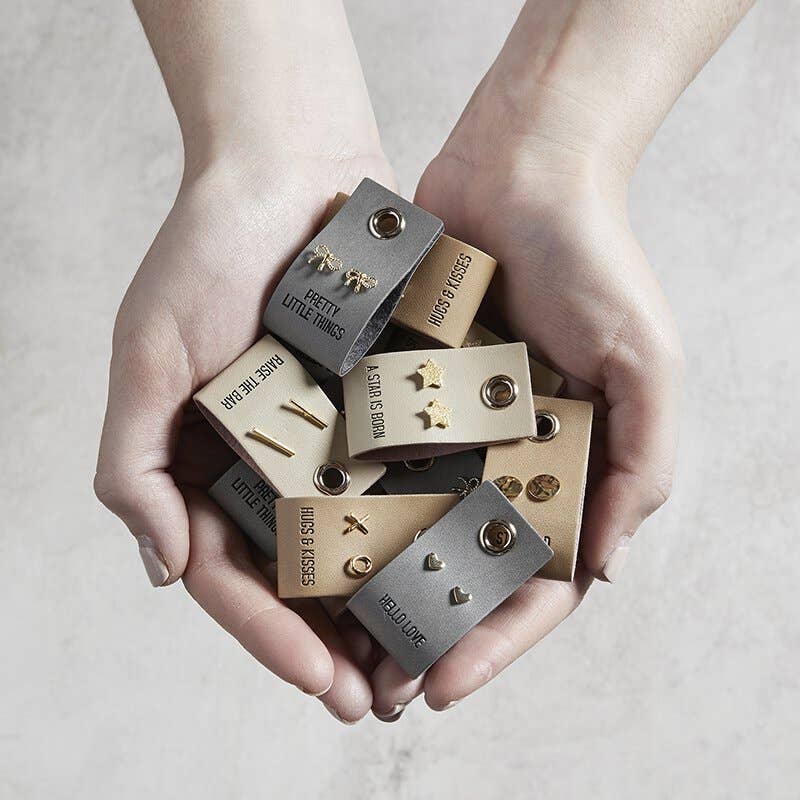 Leather Tag Earrings - Bow Santa Barbara Design Studio by Creative Brands
