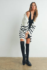 Womens Knitted Stripe Maxi Cardigan