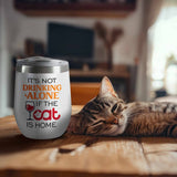 Not Drinking Alone Cat Insulated Tumbler - White