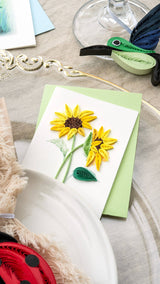 Quilling Card - Quilled Sunflower Bouquet Gift Enclosure Mini Card Quilling Card