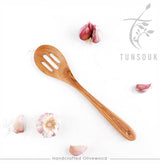 Handcrafted Olivewood - Handmade Olive Wood Slotted Spoon for Serving Handcrafted Olivewood