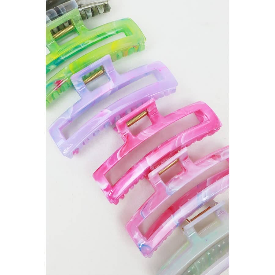 Shimmering Marbled Cut Out Rectangle Hair Claw Love and Repeat