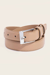 Anarchy Street - Stitched Border Rectangle Buckle Leather Belt Anarchy Street