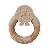 Summerville organic - Silicone Wood Baby Teether Owl Taupe Summerville organic