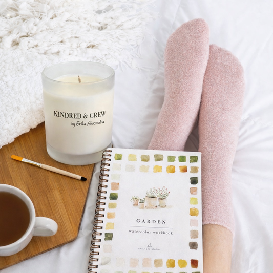 Gifts for women at Kindred & Crew boutique in Simsbury CT — candles, socks, watercolor book