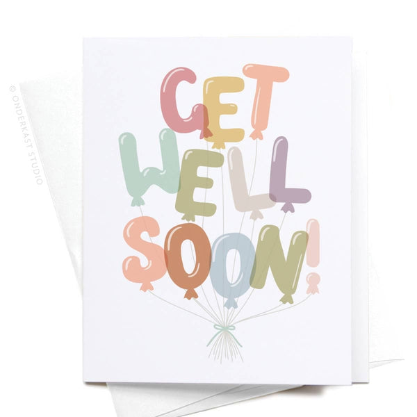 Onderkast Studio - Get Well Soon Balloons Greeting Card Onderkast Studio