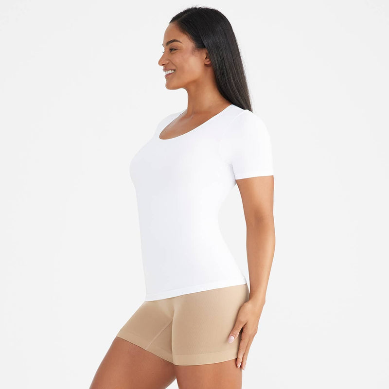Yummie - Holly Short Sleeve Shaping Top - 360Sculpt™ Cotton - Plus Av Yummie