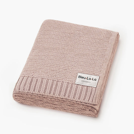 Bleu La La - Heritage Knit 100% Organic Cotton Swaddle Baby Blanket Bleu La La