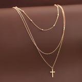 18K Gold Plated Multi Layer Cross Necklace