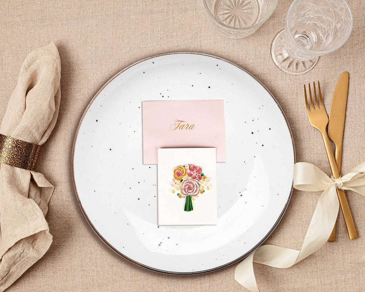 Quilling Card - Flower Bouquet Gift Enclosure Mini Card Quilling Card