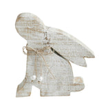 Bunny Hop Natural Wooden Sitting Bunny Looking Up - Pearl Bead Collar Easter Shelf Decor - 8x7.5x1.5