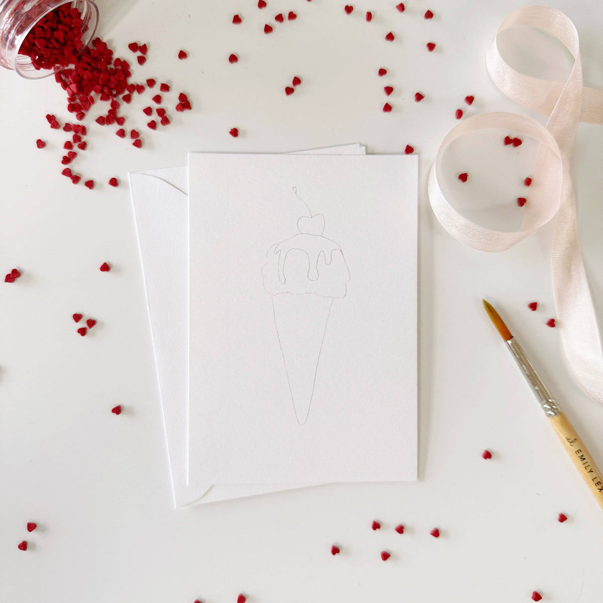 Sweet treats valentines paintable watercolor notecard set