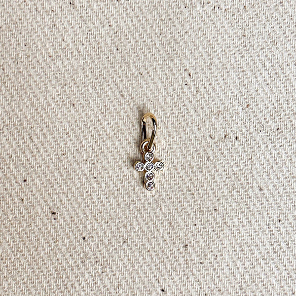 GoldFi - 18k Gold Filled Mini Bezel CZ Cross Charm GoldFi