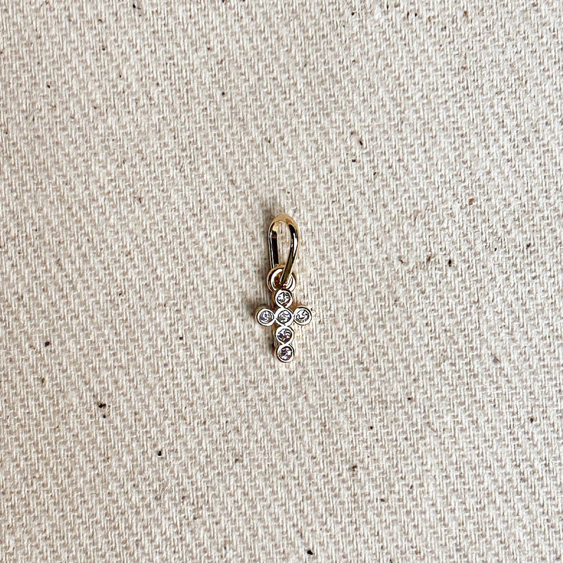 GoldFi - 18k Gold Filled Mini Bezel CZ Cross Charm GoldFi