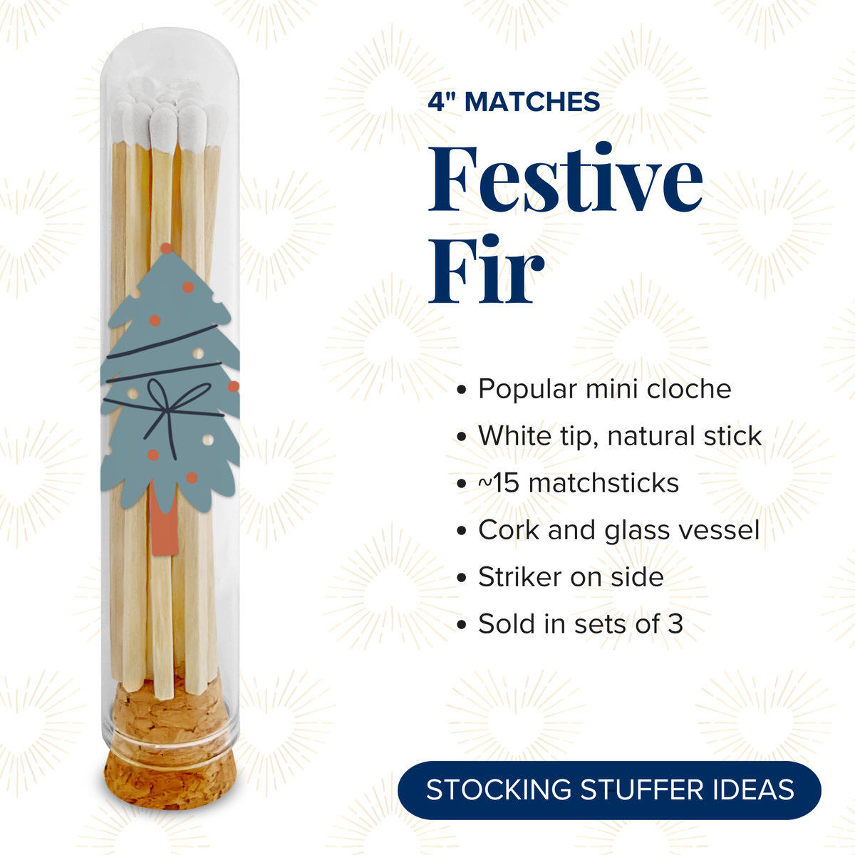 Thankful Greetings - Festive Fir Decorative Matches - Gifts & Stockings Thankful Greetings