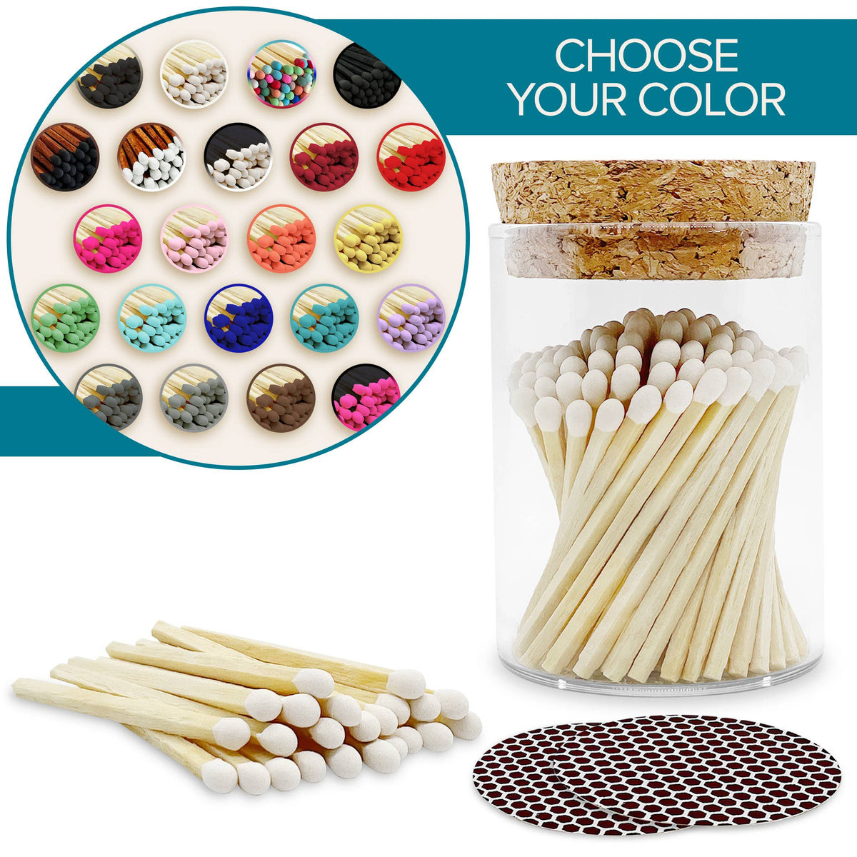 2" Matches in Cork Top Jar - Thankful Greetings