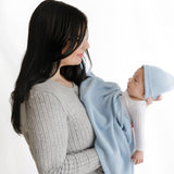 Bleu La La - Luxe - 100% Organic Cotton Knit Blanket + Hat Boxed Gift Set Bleu La La