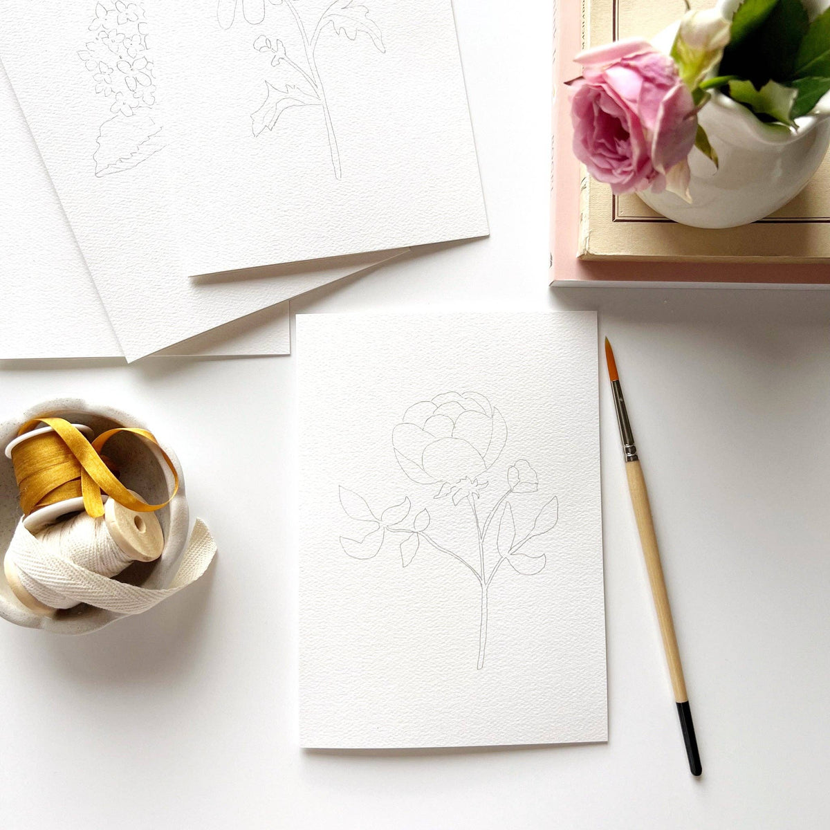 emily lex studio - Garden flowers paintable notecards emily lex studio