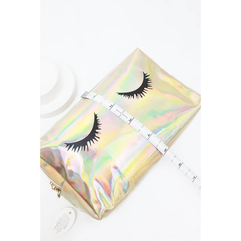 Eyelash Print Holographic Cosmetic Pouch Love and Repeat