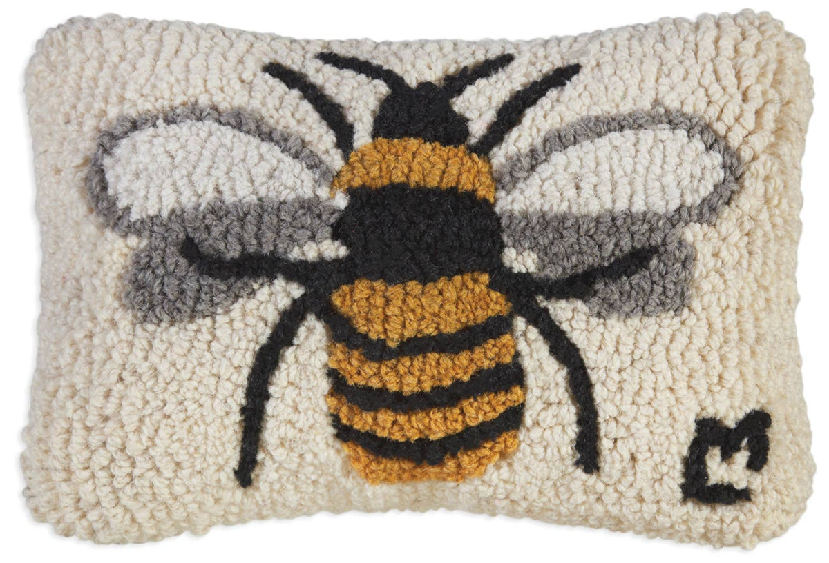 Lone Bee Hand-Hooked Wool Decorative Pillow
