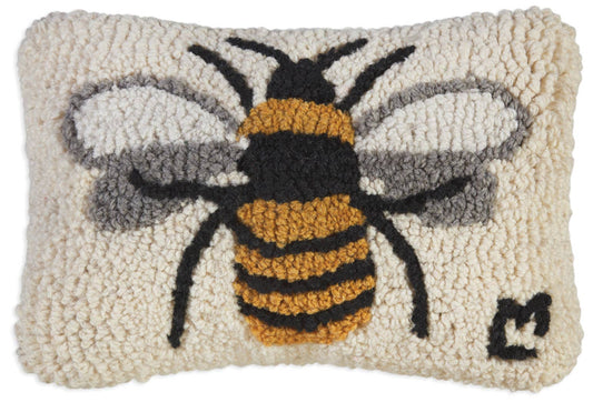 Lone Bee Hand-Hooked Wool Decorative Pillow