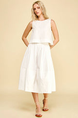 Womens Poplin Midi Skirt