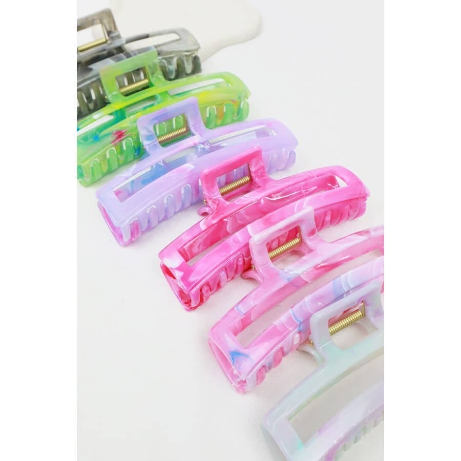 Shimmering Marbled Cut Out Rectangle Hair Claw Love and Repeat