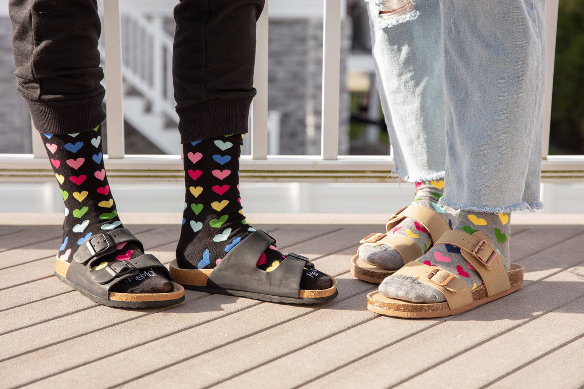 Multicolored Hearts Bamboo Crew Women's Socks