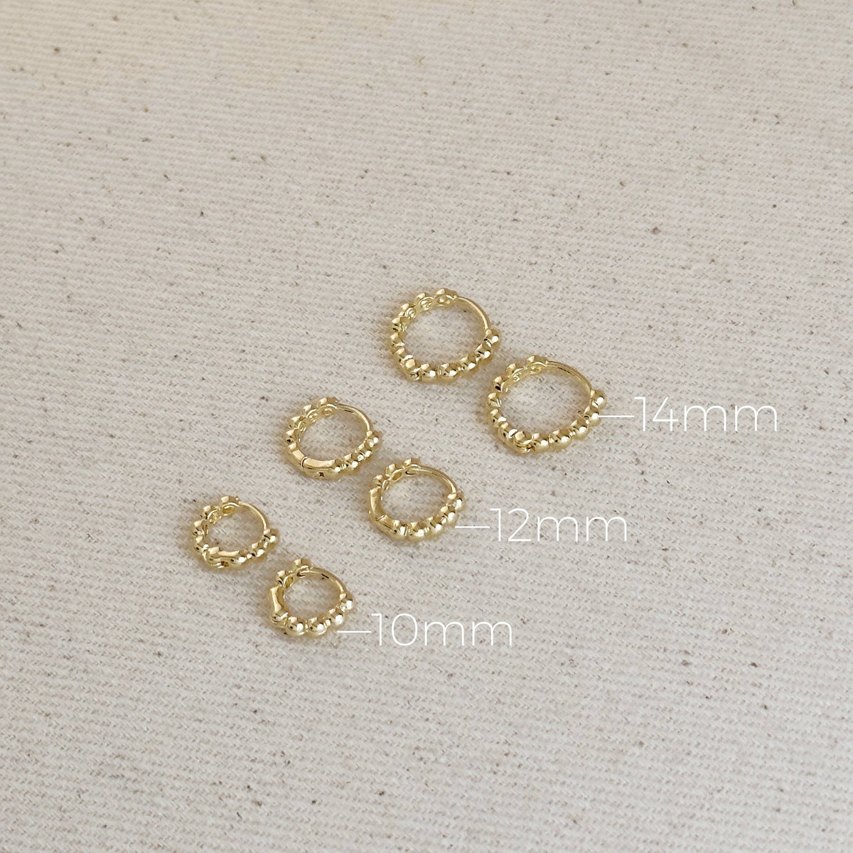 GoldFi - 18k Gold Filled Mini Beaded Clicker Hoop Earrings GoldFi