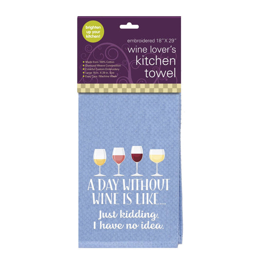 Day Without Wine Embroidered Kitchen Towel