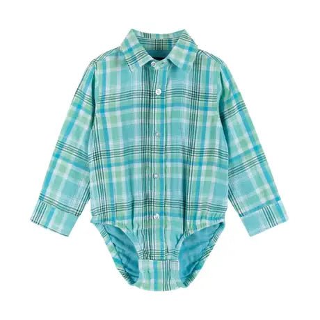 Boys Green Plaid Shirt W/ Bow Tie - Kindred & Crew