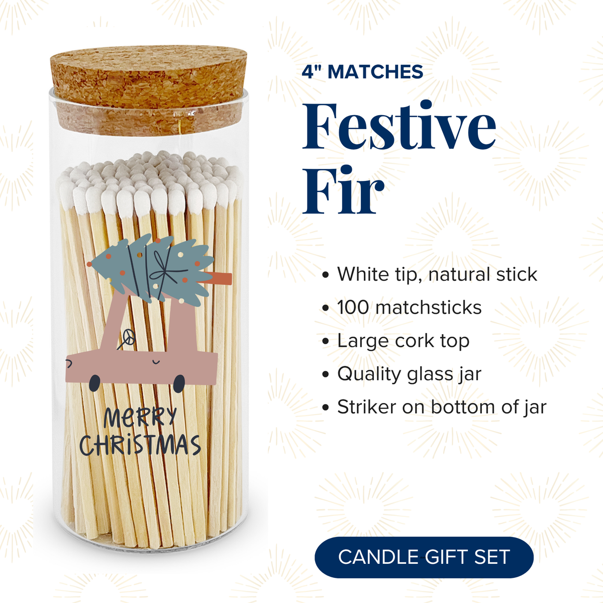 Thankful Greetings - Festive Fir Decorative Matches - Gifts & Stockings Thankful Greetings