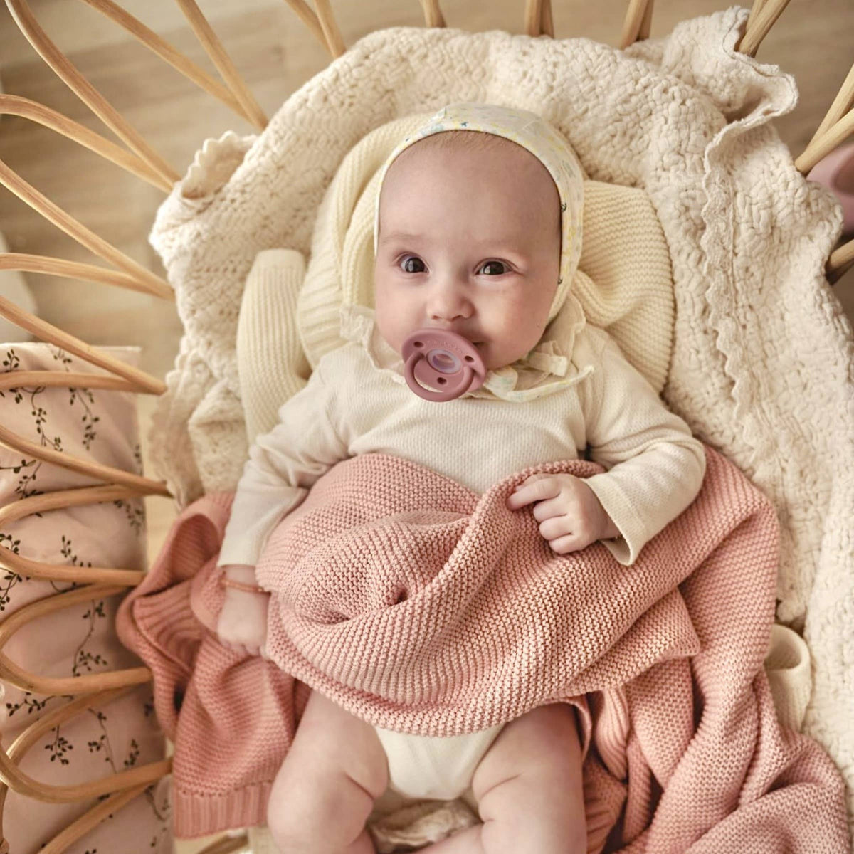 Bleu La La - Heritage Knit 100% Organic Cotton Swaddle Baby Blanket Bleu La La