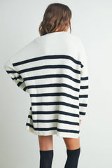 Womens Knitted Stripe Maxi Cardigan