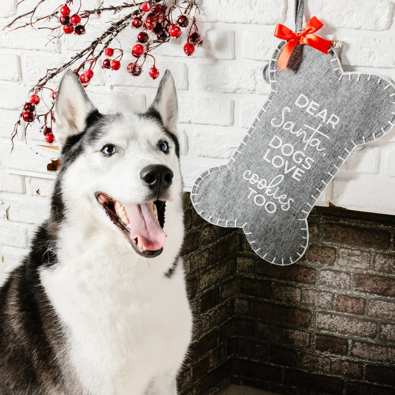 Dogs - Canvas Tweed Stocking with Mini Ornament Pavilion