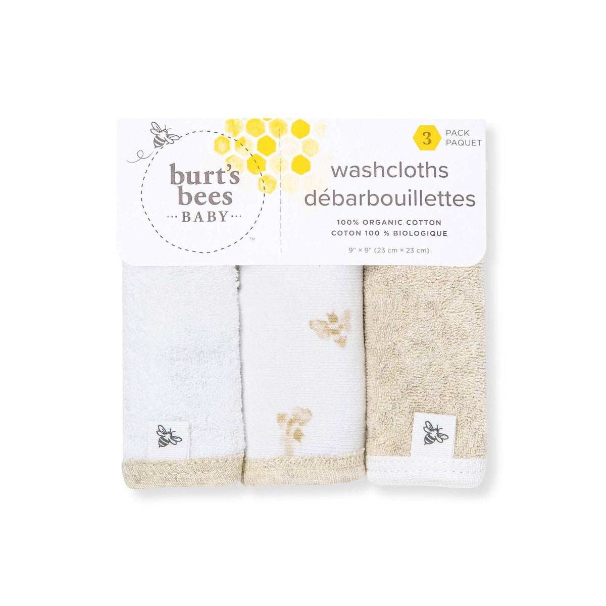 Burt's Bees Baby - Set of 3  Knit Terry Washcloths