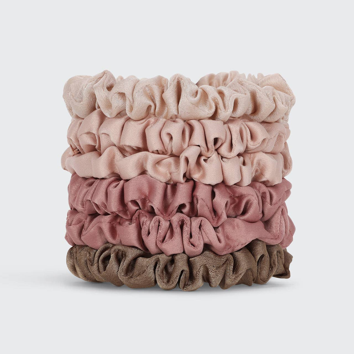 KITSCH - Ultra Petite Satin Scrunchies 6pc - Terracotta KITSCH