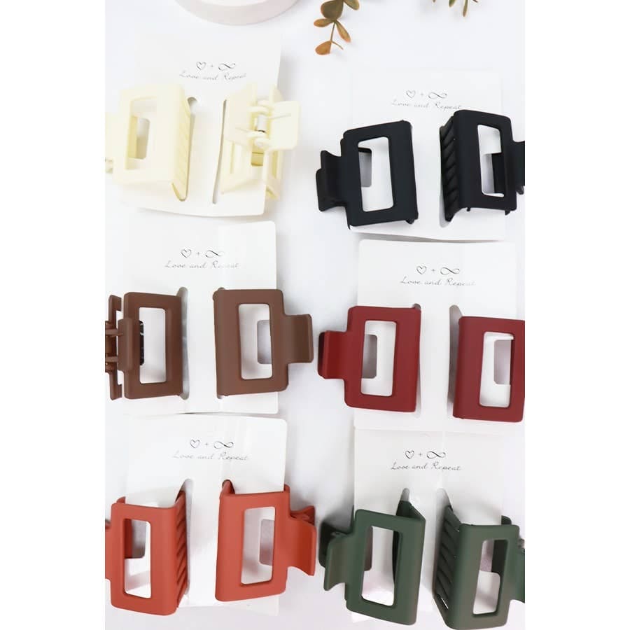 Matt Small Cut Out Rectangle Hair Claw: MIX COLOR Love and Repeat