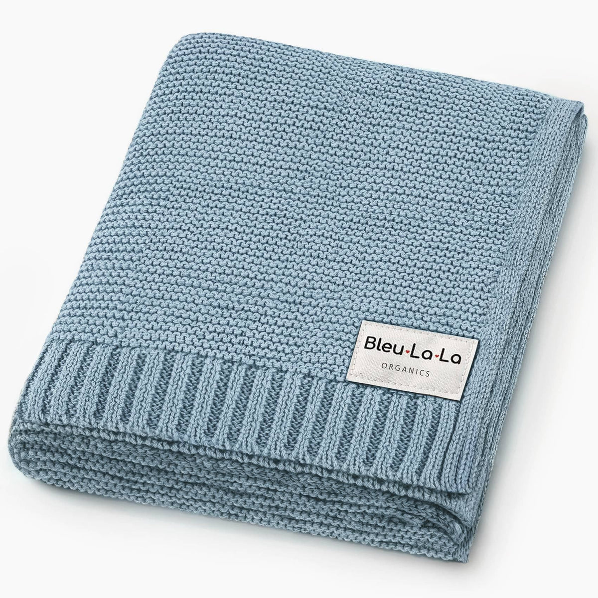 Bleu La La - Heritage Knit 100% Organic Cotton Swaddle Baby Blanket Bleu La La
