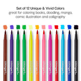 KINGART - Watercolor Brush Tip Markers - 12 Colors