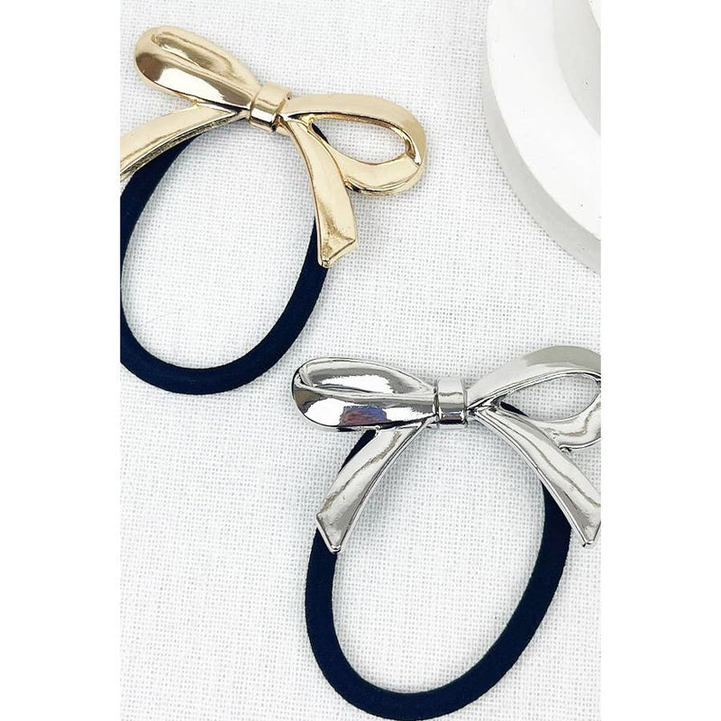 Large  Metal Bow Ponytail Holder Love and Repeat