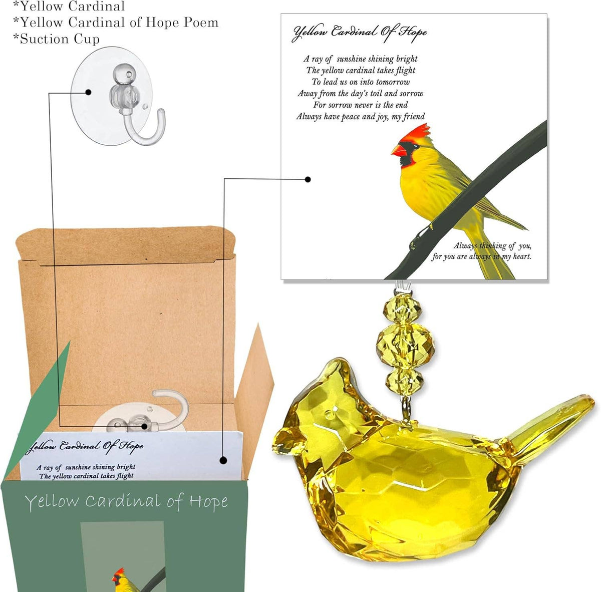Elskandi - Yellow Cardinal of Hope Ornament Elskandi